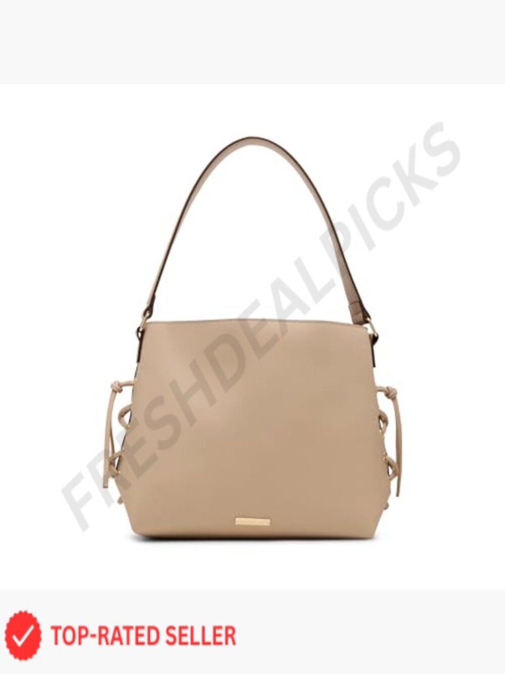 Spacious Hobo Bag with Whipstitch Detailing Shoulder Strap Oval Shape Medium - Picture 3 of 5
